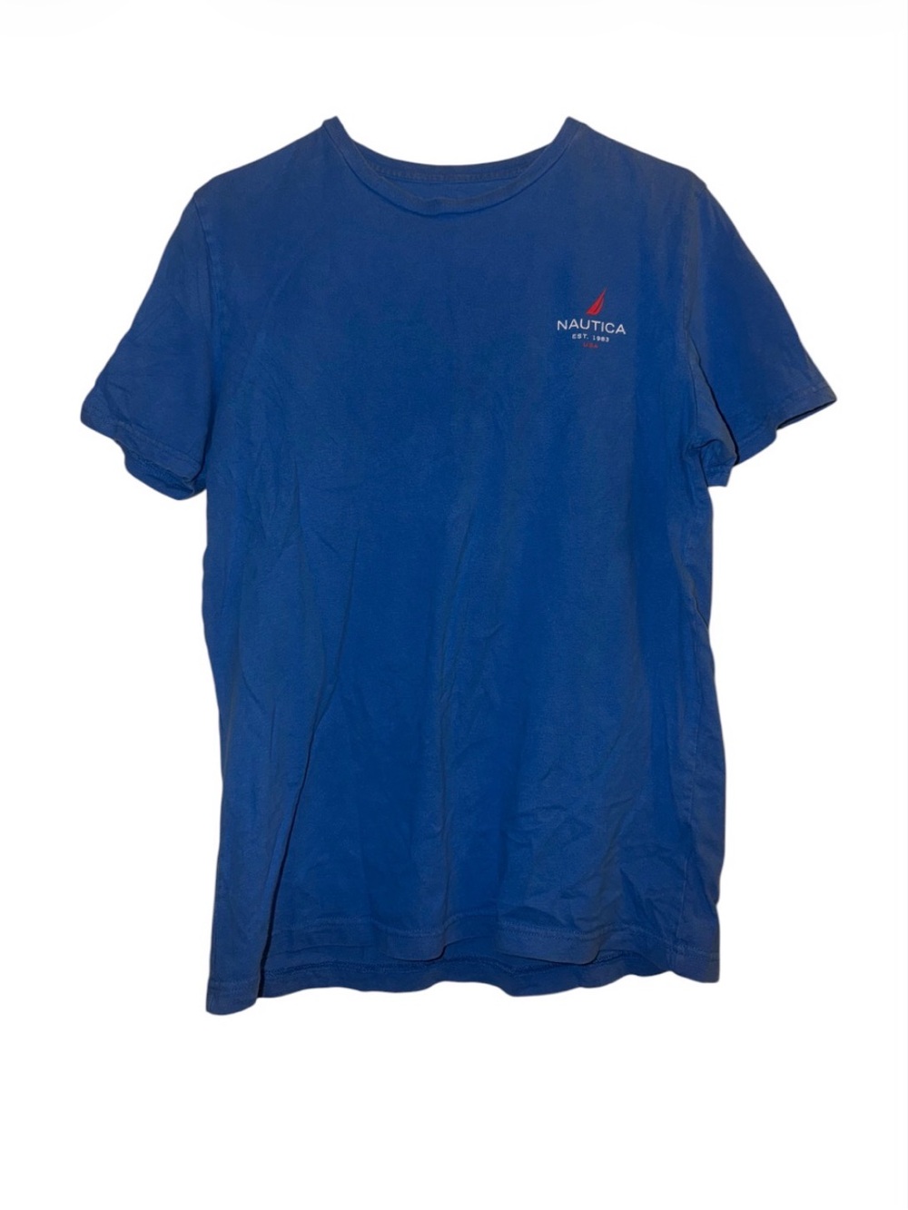 Nautica Classic Crewneck Tee with American Flag Graphic